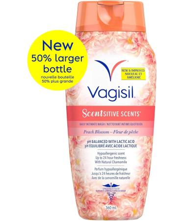 Vagisil Feminine Wash for Intimate Area Hygiene Scentsitive Scents pH Balanced and Gynecologist Tested 360mL Peach Blossom Peach Blossom 1 count (Pack of 1) - Buy Online on GoSupps.com