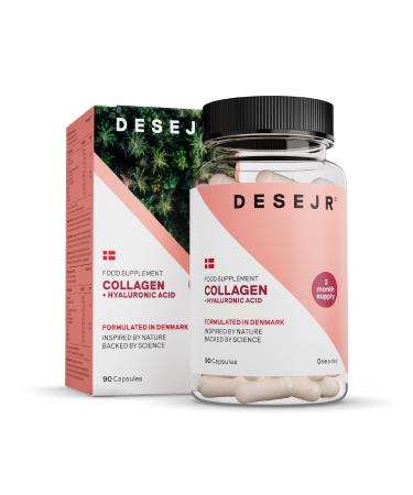 DESEJR Collagen & Hyaluronic Acid 90 Capsules (3 Months) - with Premium Biotin Zinc Vitamin C MSM & Horsetail Extract - for Joints Skin & Bones - Lab Tested GMO-Free Made in Germany - One a Day