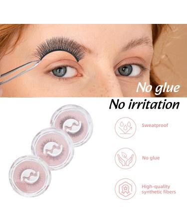 NICENEEDED 3 Pairs Self-Adhensive False Eye Lashes Fluffy Full Eye Faux Eye Lash Extensions 3 Styles Reusable No Glue Self Sticking Curly Artificial Lashes for Women and Girls - Buy Online on GoSupps.com