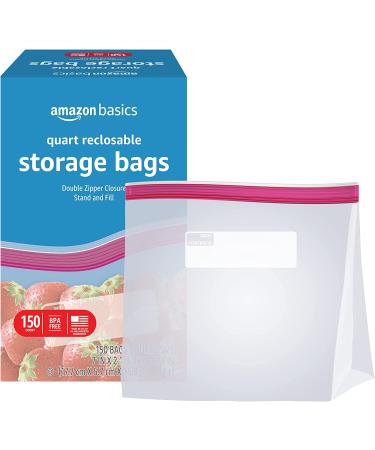 Amazon Basics Quart Food Storage Bags 150 Count - Solimo Replacement - Buy Online on GoSupps.com