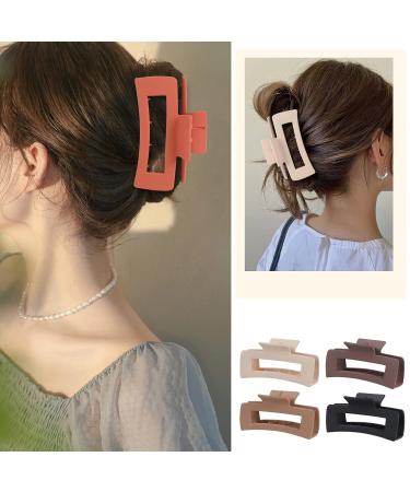 8 Pack 4.1 Inch Rectangle Hair Claw Clips for Women and Girls - Matte Finish, Non-slip, Strong Hold Hair Accessories - Buy Online on GoSupps.com