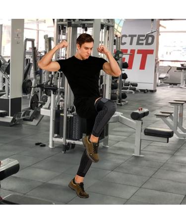 Full Leg Compression Sleeves with Elastic Straps for Men Women - Knee Brace Support for Running Basketball Sport - Arthritis Joint Pain Relief - XXL Black - Buy Online on GoSupps.com