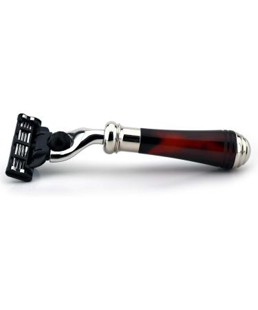 Triple Blade Turtle Effect Razor - Stainless Steel Interchangeable Mini Handle - Perfect Gift for Shaving Enthusiasts - Buy Online on GoSupps.com