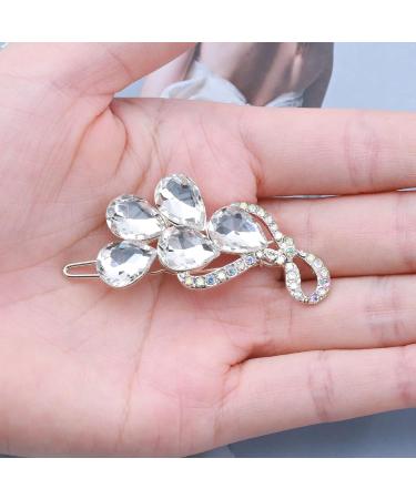 Inilbran Vintage Rhinestone Hair Clip Silver Crystal Wedding Hair Barrettes Sparkly Cz Hair Pins Hairclip Decorative Bobby Pins Crystal Wedding Headpieces Bridal Hair Accessories for Women Headdress - Buy Online on GoSupps.com