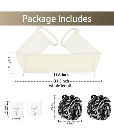 Large Natural Loofah Exfoliating Body Back Scrubber Set with Shower Hooks (5 Pack) - Arealyer - Buy Online on GoSupps.com