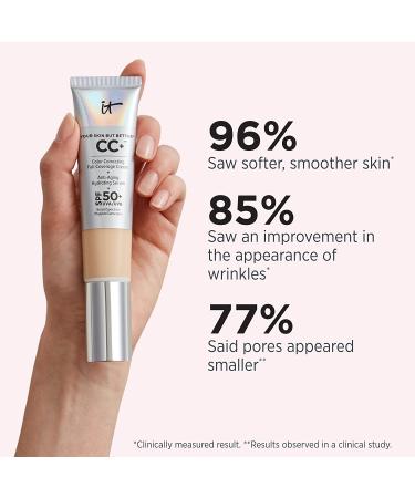 IT Cosmetics Your Skin But Better CC+ Cream Medium Tan (W) - Full-Coverage Color Correcting Foundation with SPF 50+ - 1.08 fl oz - Buy Online on GoSupps.com