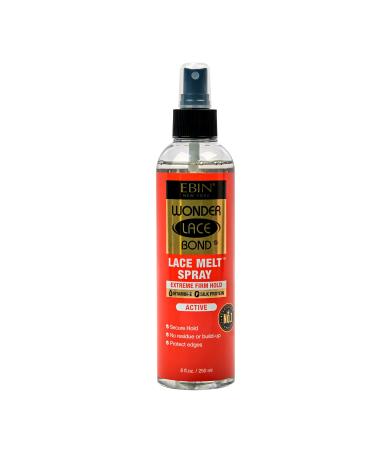 EBIN NEW YORK Wonder Lace Bond Melt Spray 8oz / 250ml - Extreme Firm Hold (Active) | Flawless Natural and Seamleass finish No Reside Long Lasting Formula with Protecting Edges Perfect for wigs 8.25 Fl Oz (Pack of 1) Active