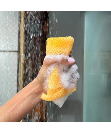 African Bath Sponge African Mesh Cloth Shower Net Scrubber Washcloth - Elastic Bath Sponges Dead Skin Removal for Women & Men Daily Use Yellow - Buy Online on GoSupps.com