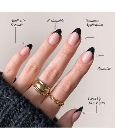 Glamnetic Press On Nails - Caviar | Semi-Transparent Short Almond Nails | Reusable 30 Nail Kit with Glue | 15 Sizes Available - Shop Internationally - Buy Online on GoSupps.com