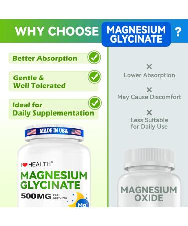 Magnesium Glycinate 500mg per Capsule 240 Capsules High Absorption Magnesium Supplement for Relaxation Calmness & Muscle Support Gentle on Stomach Made in USA - Buy Online on GoSupps.com