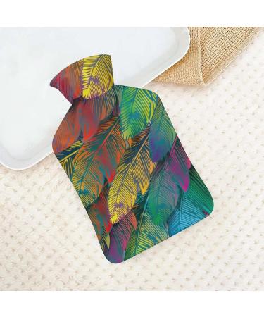 Colorful Feathers Hot Water Bottle with Plush Cover - Perfect Hand Warmer for Adults & Kids - 26.5x15.3cm - Buy Online on GoSupps.com