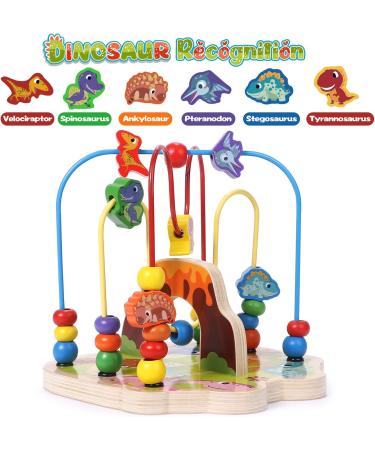 Shop Toyssa Wooden Montessori Motoric Loop - Dinosaur Roller Coaster Colorful Pearl Labyrinth & Motor Cubes for Toddlers (Ages 1-3) | Perfect Gift for Kids - Buy Online on GoSupps.com