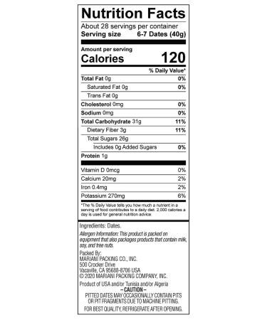 Mariani Pitted Dates - 40 oz | Premium Quality, 1 Pack - Buy Online on GoSupps.com