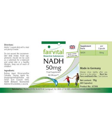 Fairvital | NADH 50mg - 2 months - VEGAN - Highly dosed - 60 capsules - delay in DRCaps  - Buy Online on GoSupps.com