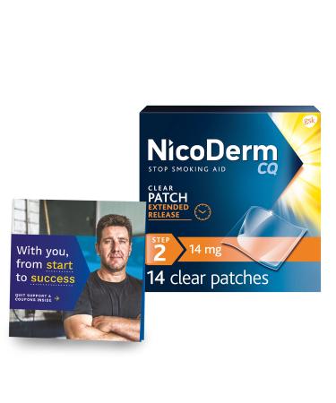 NicoDerm CQ 14mg Step 2 Nicotine Patches to Help Quit Smoking with Behavioral Support Program - Stop Smoking Aid, 14 Count