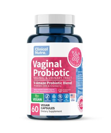 Vaginal Probiotics for Women pH Balance Vaginal Odor Control with Prebiotics & Lactobacillus Blend - Womens Health Supplement Healthy Vaginal Flora Support 60 Capsules