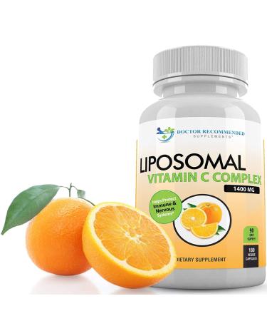 Liposomal Vitamin C 1400mg Per Serving - 180 Veggie Capsules High Absorption Ascorbic Acid Lypo-Spheric Vitamin C Complex Immune Support Supplement with Powerful Antioxidants and Collagen Booster 180 Count (Pack of 1)
