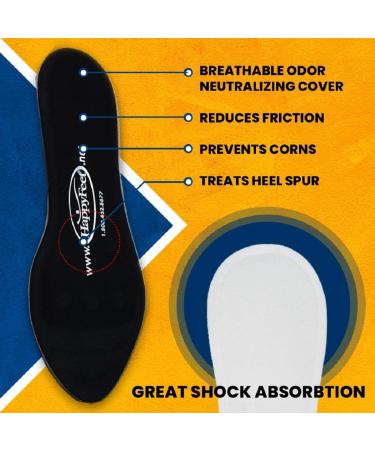 Happy Feet Plantar Fasciitis Flat Feet Orthotic High Arch Support Gel Insoles - Men's and Women's Sizes (L) - Buy Online on GoSupps.com