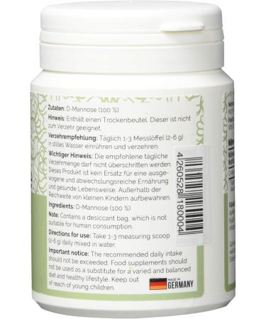 VITA1 D-Mannose Powder - 100g | Pure Natural Vegan Additive-Free | Best for Vegans & Vegetarians - Buy Online on GoSupps.com