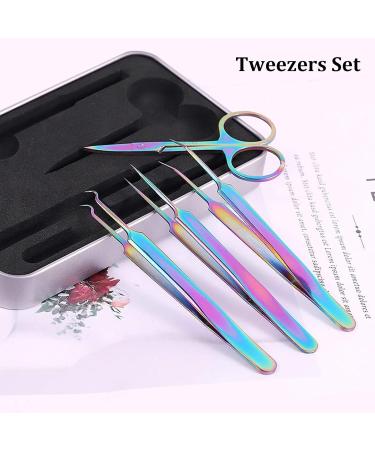Buy Professional Stainless Steel Tweezers Set with Scissors & Leather Travel Case - Ideal for Men & Women | International Shipping Available - Buy Online on GoSupps.com