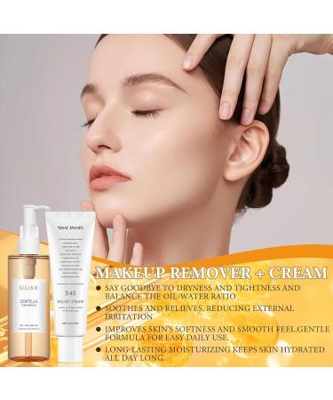 2 Pi ces Huile Nettoyante Visage + Relief Cream Hydratant Cr me Pommade Centella Huile Nettoyant l g re Doux et I ger Pas Serr Ensemble de Soins Nettoyants pour Toutes les Peaux - Buy Online on GoSupps.com