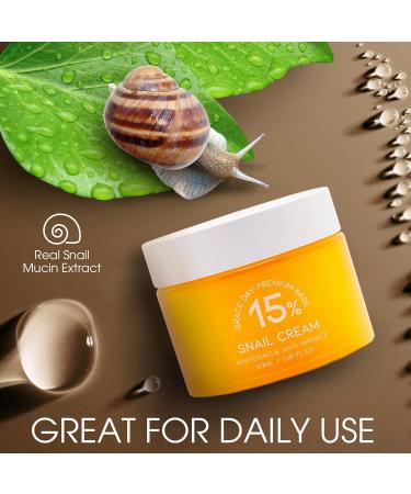 Real Snail Mucin Extract Face Cream - Collagen Boosting & Skin Repair | Nourishing Day & Night Cream - 1.69 oz | Made in Korea - Buy Online on GoSupps.com