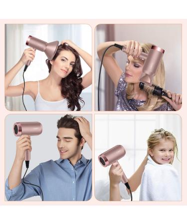 Confu 1800W Light Hair Dryer with Styling Nozzle & Diffuser - 3 Heat & Speed Settings - Rose Gold | International Shipping - Buy Online on GoSupps.com