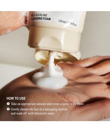 NUNIES Mild Alkaline Cleansing Foam Daily Korean Face Wash for Sensitive Skin | Cream-to-Foam Lather | Deep Cleanser with Hyaluronic Acid & Ceramide | Fragrance-Free | 4.05 fl.oz. (120ml) - Buy Online on GoSupps.com