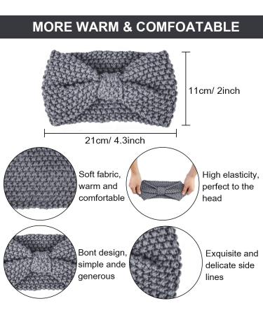 Winter Knitted Headband Women Girls Knit Headband Ladies Chunky Elastic Turban Head Wraps Ear Warmers Crochet Hairbands grey - Buy Online on GoSupps.com