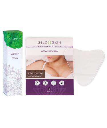 SilcSkin Complete Chest Care Includes 1 Reusable Decollette Pad and 1 Bottle SilcSkin Cleanser - Helps with Wrinkles from Sun Aging Side Sleeping - Gentle Water Based Cleansing Formula