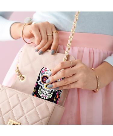 Travel Lipstick Organizer Case | Portable Makeup Bag with Mirror | Floral Sugar Skull Design - Perfect for International Shipping - Buy Online on GoSupps.com
