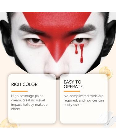  Generisch White black and red Halloween makeup 45g for children and adults theatrical makeup high intensity waterproof and sweat-resistant soft and gentle on the skin - Buy Online on GoSupps.com