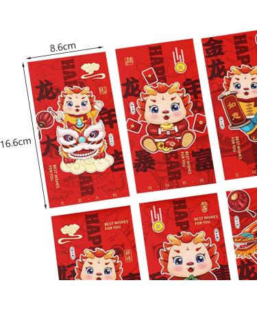 6X Chinese New Year Red Envelopes Red Packets Gift Packets Traditional Hong Bao Lucky Money for Spring Festival Graduation D Style D - Buy Online on GoSupps.com