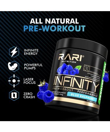 RARI Nutrition Infinity Pre Workout Powder - Natural Energy Supplement for Men and Women - Keto and Vegan Friendly - 30 Servings (Blue Raspberry) - Buy Online on GoSupps.com