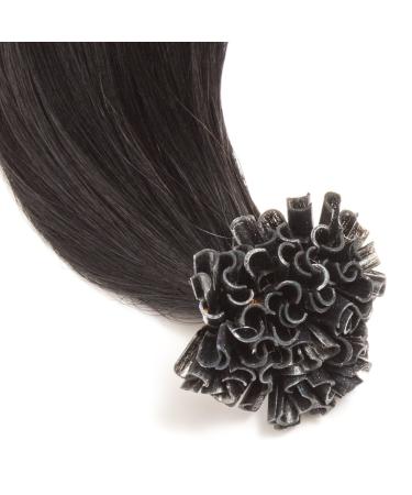 Black Keratin Bonding Extensions - 100% Remy Human Hair - 25 x 0.5g 45cm U-Tip Hair Extensions - Smooth Strands for Long Hair - Buy Online on GoSupps.com