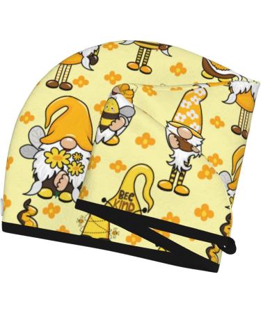 Garden Honeybee Gnomes Hair Towel Wrap | Quick-Dry Turban & Button Design for Effortless Hair Drying - Buy Online on GoSupps.com
