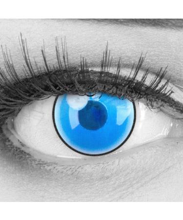Colored contact lenses 1 pair of blue Demon NEZO Blue Ring Anime Manga - Solid Covering - Heroes of Cosplay - Annual lenses for costumes Cosplaye Halloween with free lentil container - Without strength 2 pieces (1 Pack)