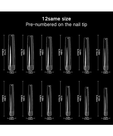 Ranrose 120PCS XXXL Clear Square Coffin Nail Tips - Extra Long Straight Acrylic False Press On Nails for Ballerina Style - Includes Storage Bag - Buy Online on GoSupps.com