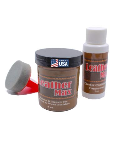 Furniture Leather Max Refinish and Restorer Kit / 4 Oz Restorer / 2 Oz Conditioner / 1 Sponge (Leather Repair) (Vinyl Repair) (Dark Brown) - Buy Online on GoSupps.com
