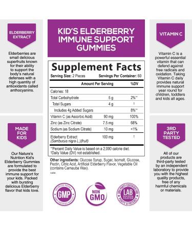 Kids Elderberry Gummies with Vitamin C and Zinc - Immune Support - 120 Count - Buy Online on GoSupps.com