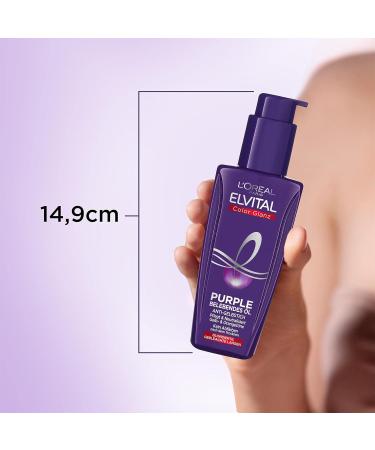 L'Or al Paris Elvital Purple Hair Oil for Blonde & Gray Hair - 100ml Color Gloss & Yellow Tinge Neutralizer - Buy Online on GoSupps.com