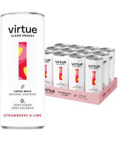 Refresh Brands Ltd Virtue Clean Energy Yerba Mate Natural Energy Drink No Sugar No Calories 12x250 ml Strawberry & Lime