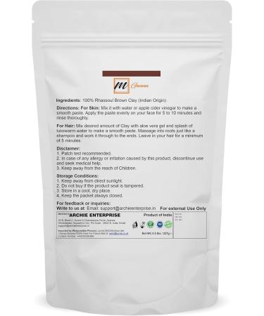 mGanna 100% Natural Rhassoul Clay (Indian Origin) for Anti-Ageing & Skin firming Hair Masks Scrubs Creams and Soap Making 0.5 LBS / 227 GMS (Brown) - Buy Online on GoSupps.com