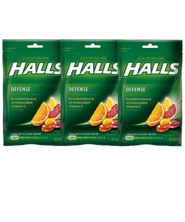 Halls Defense Vitamin C Drops Assorted Citrus - 30 ct Pack of 3 30 Count (Pack of 3)