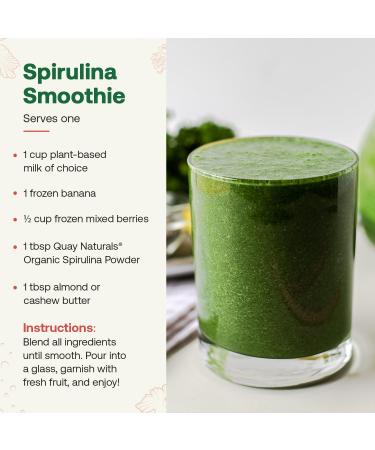 Quay Naturals Organic Spirulina Powder 8oz Non-GMO Gluten-Free Vegan Plant-Based Protein Iron-Rich Spirulina Powder for Smoothies - Buy Online on GoSupps.com