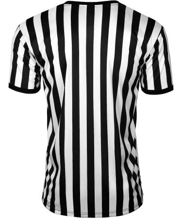FitsT4 Men's Black & White Stripe Referee Shirt - V-Neck Short Sleeve Uniform for Soccer, Basketball, Football - Size XL - Buy Online on GoSupps.com