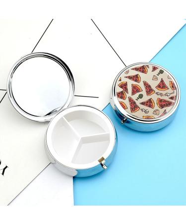 Pill Box Travel Organizer - 3 Compartment Portable Medicine Case with Pizza Pattern - Perfect for Purse & Pocket - Buy Online on GoSupps.com
