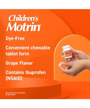 Motrin Children's Dye-Free Ibuprofen Chewable Tablets - Grape Flavor Pain & Fever Relief - 24 Count (Pack of 2) - Fast International Shipping - Buy Online on GoSupps.com