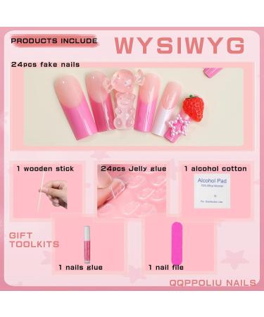 Buy Long Press on Nails - Square Acrylic French Fake Nails with 3D Decorations & Glitter - Purple Stick on Nails Gift for Girls Worldwide - Buy Online on GoSupps.com