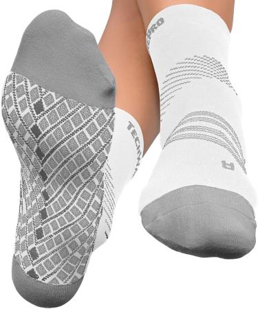TechWare Pro Plantar Fasciitis Socks - Ankle Compression Socks for Women & Men - Achilles Tendonitis Brace - Arch Support - Medium - White/Gray - Buy Online on GoSupps.com